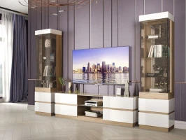 Гостиная «Хилтон», Дуб сонома/Белый глянец