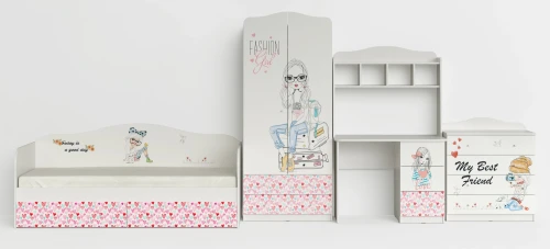 Кровать "Девочки", Белый шёлк