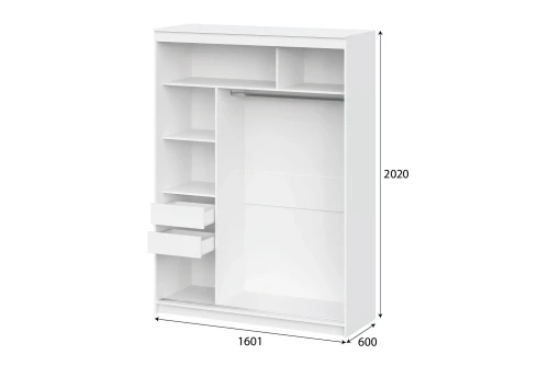 Шкаф-купе "ШКП 3" (1,6) Белый текстурный