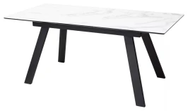 Стол МОРИС-2 140 MATTE БЕЛЫЙ МРАМОР, керамика / Черный каркас, М-City