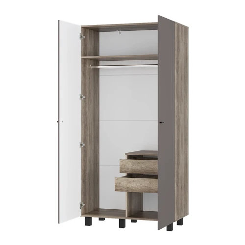 Шкаф 2-х створчатый Олива ШК-03, Дуб каньон, Муссон софт