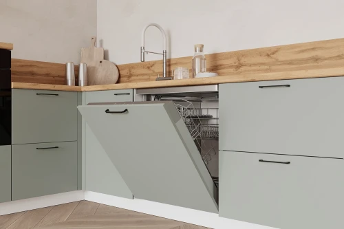 Готовая кухня КГ Угловой 1500х2700 (с пм) Эмаль, Олива  Арника РМ в.3