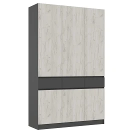 Шкаф трехстворчатый Роджина, Графит, Дуб крафт