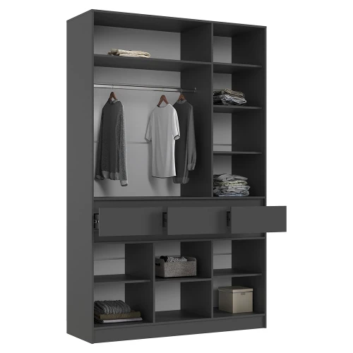 Шкаф трехстворчатый Роджина, Графит, Дуб крафт