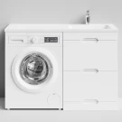 Тумба Айрис 120 напольный, под стиральную машину, правая, белый Vodok с раковиной в комплекте