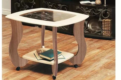 Стол журнальный Сатурн - М01 с рисунком ясень темный/светлый