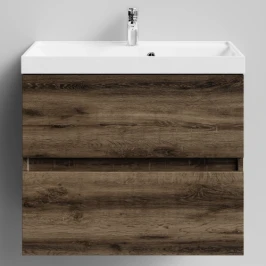 Тумба Бест 70  подвесной, Дуб крымский коричневый ПВХ 131005-9005 Vodok с раковиной в комплекте