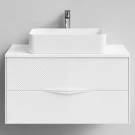 Тумба Липс 90, базовая Белая эмаль, матовая, 2 ящика, подвесной Vodok с раковиной в комплекте