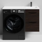 Тумба Смайл 100 подвесной, под стиральную машину, правая, Палисандр ПВХ 43101 Vodok с раковиной в комплекте