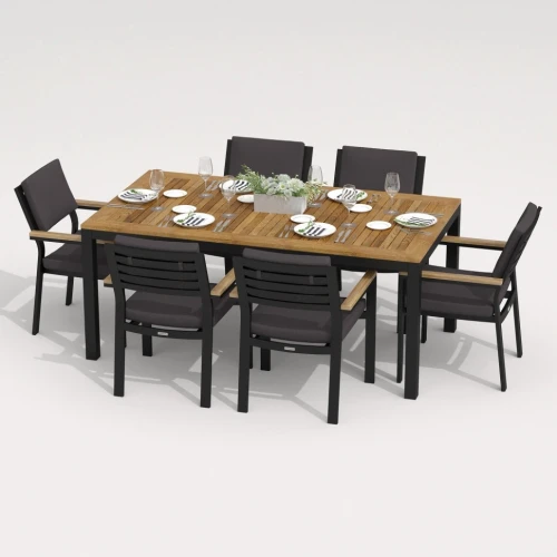 Обеденная группа TELLA  BONTA каркас карбон / стол тик 180 / ткань антрацит