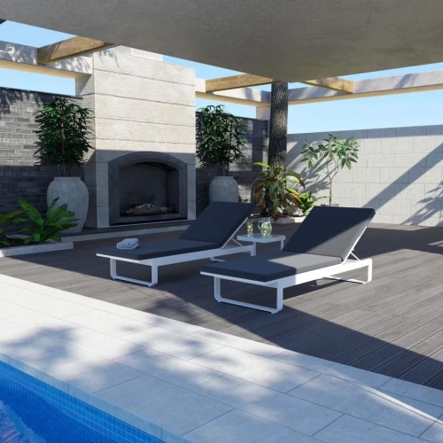 Шезлонг LETTO антрацит - белый каркас