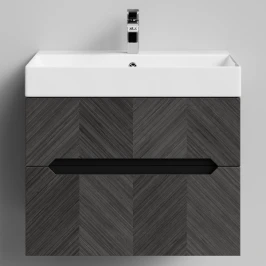 Тумба Элато 70 подвесной, Дуб серый Vodok с раковиной в комплекте