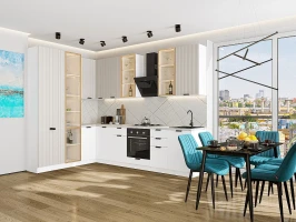 Кухонный гарнитур Евро Лайн-07 Агат/Белый-Белый