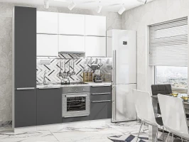 Кухонный гарнитур Фьюжн-06 Silky White/Stormy Silk-Белый