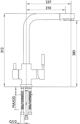 Смеситель для кухни 312/237 Бежевый
