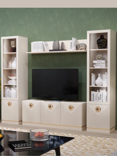 Шкаф-витрина Капри 450 правая, бежевая