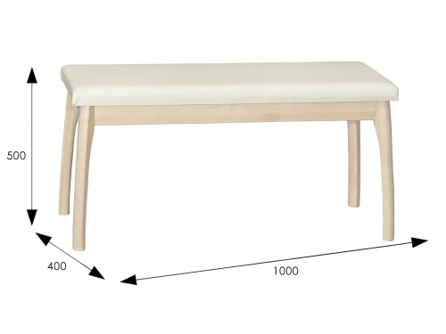 Скамья для прихожей мягкая, экокожа крем, каркас лак