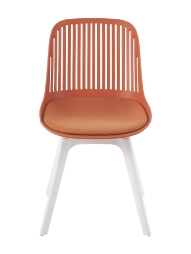 DC270 Стул пластиковый, ОРАНЖЕВЫЙ c подушкой, ноги белые