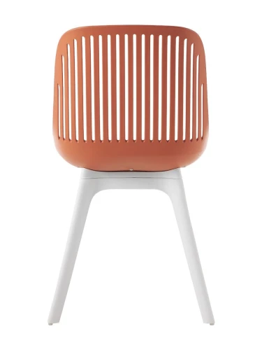 DC270 Стул пластиковый, ОРАНЖЕВЫЙ c подушкой, ноги белые