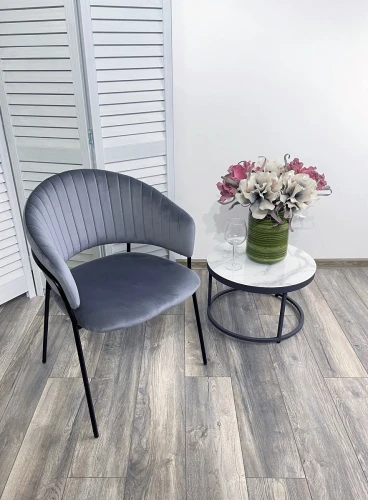 Стул ГЕММА, цвет H-14 Серый, велюр / черный каркас М-City