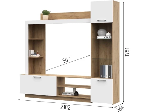 Стенка «Онтарио», Софт вайт/Дуб крафт золотой