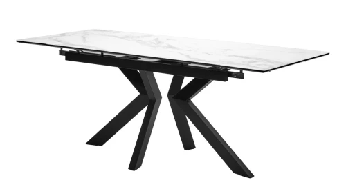 Стол Кентукки 3 140 БЕЛЫЙ МРАМОР, стекло / ЧЕРНЫЙ, М-City