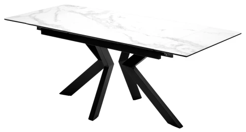 Стол Кентукки 3 140 БЕЛЫЙ МРАМОР, стекло / ЧЕРНЫЙ, М-City
