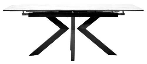 Стол Кентукки 3 140 БЕЛЫЙ МРАМОР, стекло / ЧЕРНЫЙ, М-City