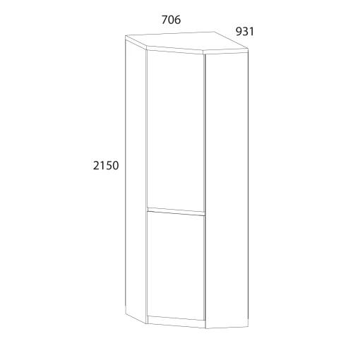 TAURUS, Шкаф угловой 1DGL. Цвет БЕЛЫЙ /ДУБ ВОТАН