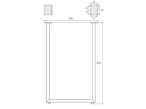 Подстолье Лофт П-образное регулируемое Черный муар 870