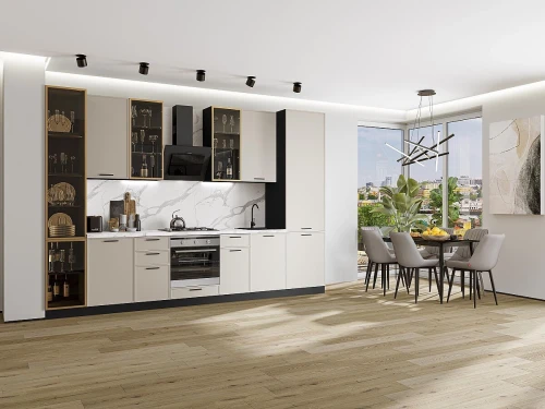 Кухонный гарнитур Фрейм-06 Cream Silk Graphite