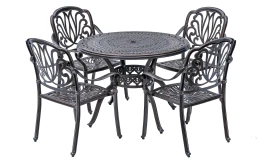 Комплект мебели из литого алюминия стол ОРХИДЕЯ «ORCHID» D100 арт.6053 + 4 кресла Феникс