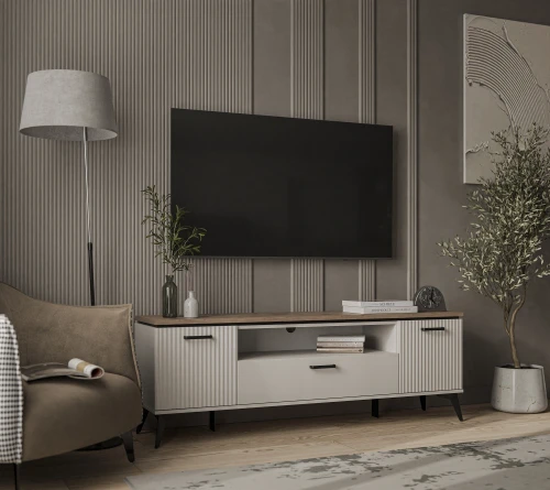 VINATI, Тумба RTV 2D1SN. Цвет ПЕРСИДСКИЙ ЖЕМЧУГ/ АМАРОК