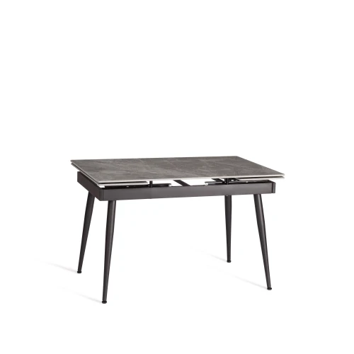 Стол обеденный Lord Grey/Лорд Грей столешница керамика (глянцевая) / опоры металл, серый/чёрный, (120+30+30)x80x75(+1) см