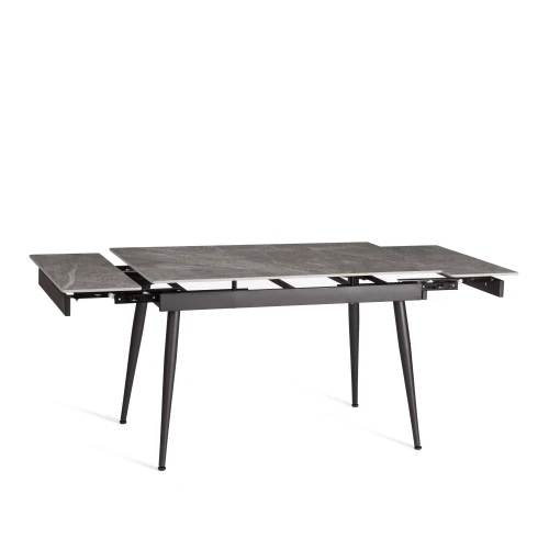 Стол обеденный Lord Grey/Лорд Грей столешница керамика (глянцевая) / опоры металл, серый/чёрный, (120+30+30)x80x75(+1) см