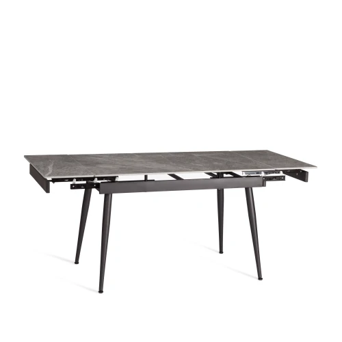 Стол обеденный Lord Grey/Лорд Грей столешница керамика (глянцевая) / опоры металл, серый/чёрный, (120+30+30)x80x75(+1) см