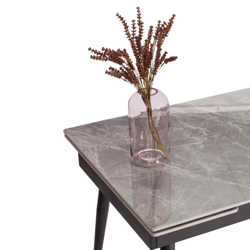 Стол обеденный Lord Grey/Лорд Грей столешница керамика (глянцевая) / опоры металл, серый/чёрный, (120+30+30)x80x75(+1) см