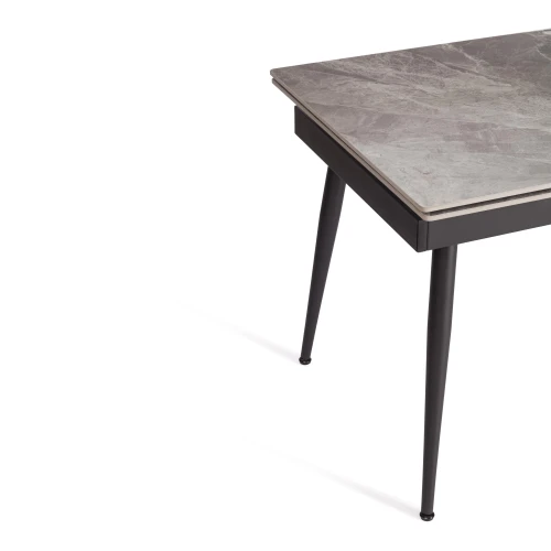 Стол обеденный Lord Grey/Лорд Грей столешница керамика (глянцевая) / опоры металл, серый/чёрный, (120+30+30)x80x75(+1) см