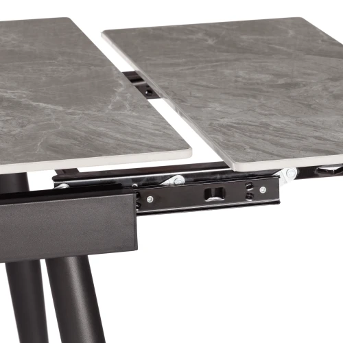 Стол обеденный Lord Grey/Лорд Грей столешница керамика (глянцевая) / опоры металл, серый/чёрный, (120+30+30)x80x75(+1) см