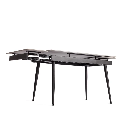 Стол обеденный Lord Grey/Лорд Грей столешница керамика (глянцевая) / опоры металл, серый/чёрный, (120+30+30)x80x75(+1) см