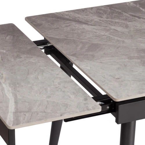 Стол обеденный Lord Grey/Лорд Грей столешница керамика (глянцевая) / опоры металл, серый/чёрный, (120+30+30)x80x75(+1) см