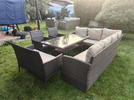 Обеденная группа плетеной мебели Албания + 2 кресла + двухместный диван Анкор Шоколад