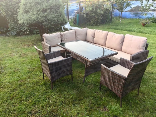 Обеденная группа плетеной мебели Албания + 2 кресла + двухместный диван Анкор Шоколад