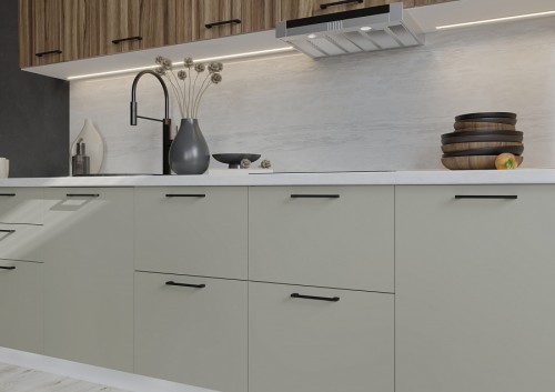 Модульная кухня Эстетик 4200 Рефлекшен вуд/Порт-Ройал МДФ прямая