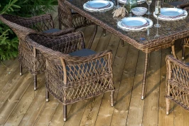"Амароне" обеденная группа из искусственного ротанга на 6 персоны, цвет коричневый