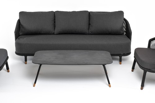 "Верона" лаунж-зона 5-местная плетеная из роупа (веревки), каркас алюминиевый темно-серый, роуп темно-серый