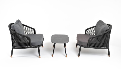 "Верона" лаунж-зона 5-местная плетеная из роупа (веревки), каркас алюминиевый темно-серый, роуп темно-серый