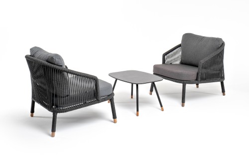 "Верона" лаунж-зона 5-местная плетеная из роупа (веревки), каркас алюминиевый темно-серый, роуп темно-серый