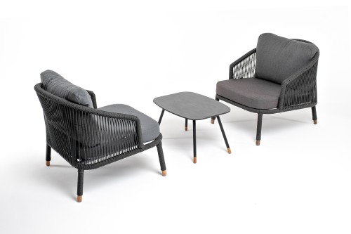 "Верона" лаунж-зона 5-местная плетеная из роупа (веревки), каркас алюминиевый темно-серый, роуп темно-серый