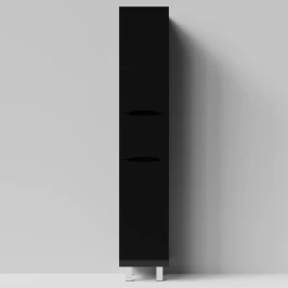 Пенал Лайт 35 напольный, черный глянец, левый, бельевая корзина